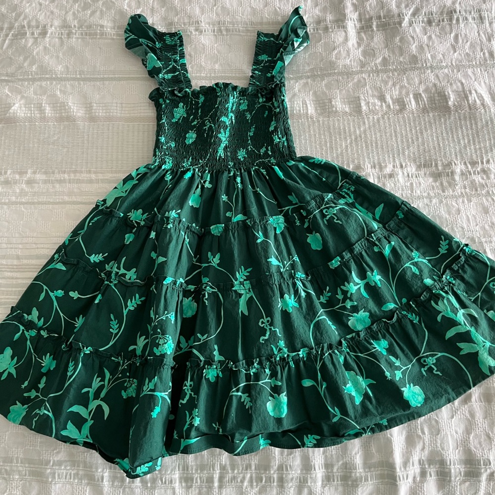 Hill House Home The Tiny Ellie Nap Dress - Emerald Botanical Poplin